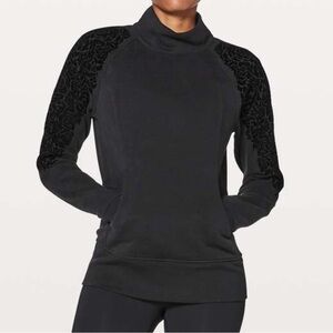 Lululemon Floral Flock Mock Neck Pullover Sweatshirt Black 6